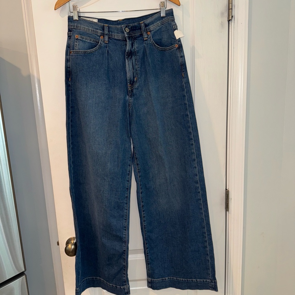 Blue Flare Wide-Leg Jeans